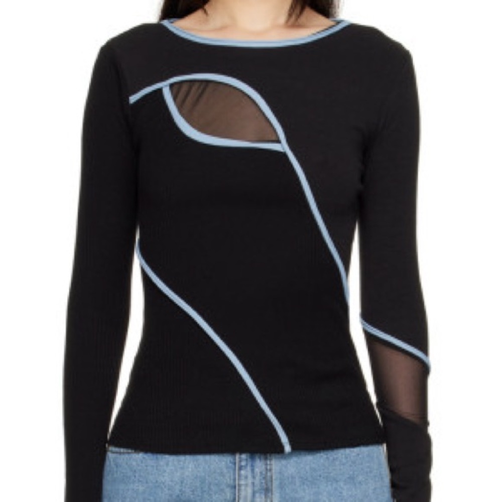 Andersson Bell Black & Blue Eva Long Sleeve T-Shirt